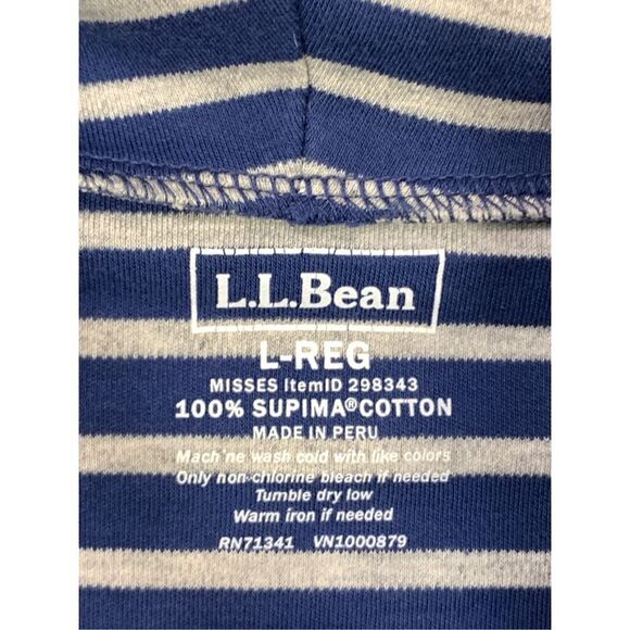 L.L. Bean Women's Striped Cowl Neck 3/4 Sleeve Top Blue Gray Size Large - Picture 4 of 7